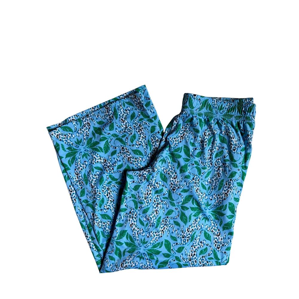 Lilly Pulitzer PJ Knit Crop Pant (Bon Bon Blue Leapin Leopards) - XXS